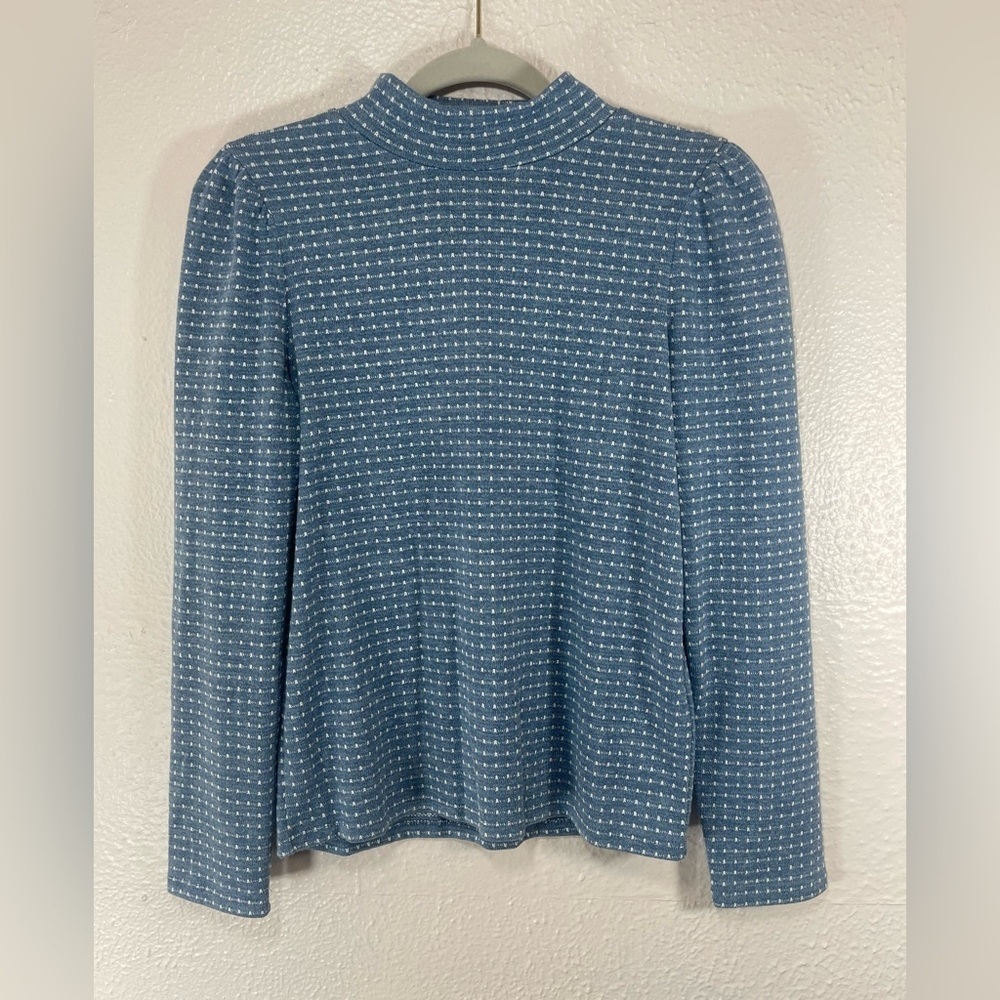 Madewell Jacquard Puff-Sleeve Mockneck Pullover Top Women’s Small Winter Fall